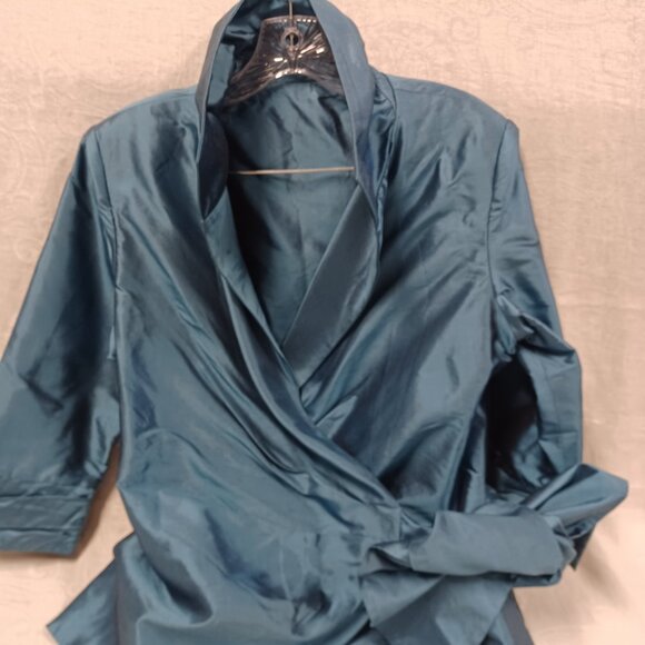 now $110 Size 10 Thai Silk Marisa Baratelli Wrap-around Top - Picture 7 of 15